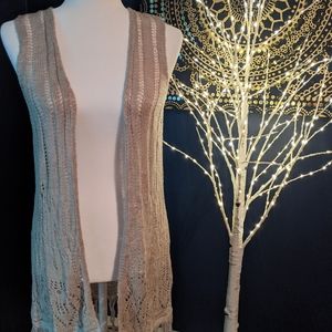 Francesca's tan knitted fringe vest